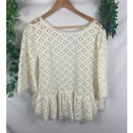 en creme 3/4 sleeve lace top White Size M Photo 3
