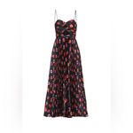 AMUR Afra Pleated Black Bisou Pink Red Lips Lip Kisses Midi‎ Dress Photo 2