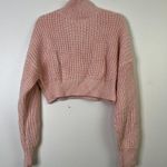 Lovers + Friends Mockneck Cropped Loose Knit Pink Long Sleeve Wool Blend Sweater Photo 7