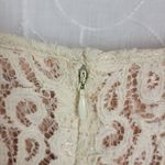 Darling Lace Skater Dress Medium White Nude Swing Skirt Lined Raw Hem Mini Tan Photo 10