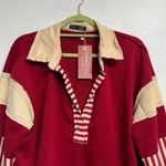 SheIn Red Colorblock Collar V-Neck Oversized Pullover Sz S NWT Photo 2