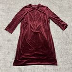 Boden Livia Dress Womens 16 18 Long Ruby Ring Red Velvet Shift Maroon Holiday Photo 0