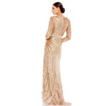Mac Duggal  5438 Gold Copper Long Sleeve Streaked Sequin Gown Size 8 NWT Photo 2