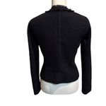 Daniel Cremieux Cremieux Women's Navy Blue Blazer Jacket Size 2‎ Fringe Textured Snaps Pockets Photo 1