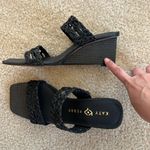 Katy Perry NWOT The Irisia Woven Wedge Heels Sandal Women's 9 Black Square Toe Photo 3