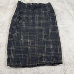 Alberta Ferretti Tweed Skirt Plaid Wool Blend Career Pencil Black Sz 8 Designer Photo 9