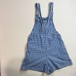 Casual Blue Checkered Women's Denim Overalls Photo 1