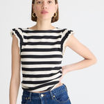 J.Crew  Vintage rib ruffle boatneck tank top in‎ stripe Small Photo 0
