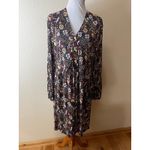 Boden Womens Floral Button Through Jersey Dress Long Sleeve V Neck 16/18R plus Black Photo 1