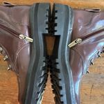 Vince Camuto Popinta Combat Boots Women’s 6.5 M (37) Burgundy Leather Chain Lug Photo 6