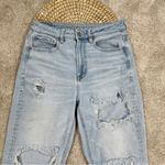 American Eagle Stretch Mom Straight Jeans Distressed Ripped Blue Size 6 Short Photo 2