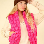 NEW IN Magenta pink Bubble Quilted Puffer Vest NEW Size L Photo 0
