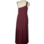 Azazie  Burgundy One Shoulder A-Line Bridesmaid Dress Women's Size C Photo 3
