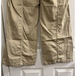 Free People  Drawstring Denim Track Pants Sz Small Khaki Wide Leg High Rise EUC Photo 5