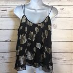 Lucky Brand  Black rose floral babydoll chiffon top‎ Photo 3