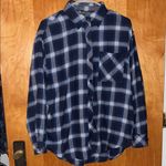 Wild Fable Oversized  Blue and White Plaid Flannel Button Down Shirt - Size S Photo 0
