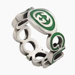 Gucci Unisex Sterling Silver Interlocking GG Logo Ring Photo 0