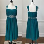 Johnny Emerald Green Chiffon Overlay Sleeveless Dress Rhinestone Waist 2X 3X 4X Photo 1