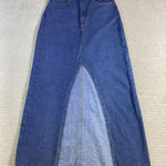 Forever 21 Womens Denim Maxi Skirt Blue High Rise Front Slit A-Line Size S Photo 0