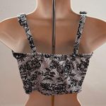 Zenana Outfitters The Arte by Black White Lace Zip Front Bustier Corset Crop Top, size S Photo 1