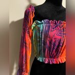 Black Bead EUC  Rainbow Y2K Tube/Crop Top with Bell Sleeves size medium Photo 1