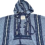 Lucky Brand  Striped Knit Hoodie Poncho Pullover Sweater Blue Size Small Photo 1