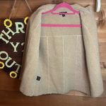 EXPRESS  Vintage Y2K Leather Zip Vest Sherpa Lined Tan Western Boho 00s Fuzzy Photo 3