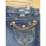 MEK Denim Oaxaca Jeans Womens 28/34 Dark Wash Embellished Pockets Cropped Blue Photo 7