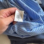 Old Navy  Womens XL Blue White Striped Ruffle Button Down Long Sleeve Shirt Photo 4