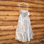 Mac Duggal  20726 Blue Strapless Brocade Midi Dress with Pockets Photo 8