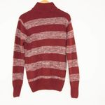 Eddie Bauer  Turtleneck Striped cotton blend‎ Sweater, Burgundy M Photo 3