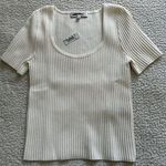 Madewell Womens Sculpt Ottoman Sweater Crop Tee T Shirt Top Ivory Size XXS Photo 0