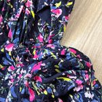 French Connection Flores Cotton V Neck Mini Dress In Utility Blue Floral | US 2 Photo 5