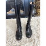 Frye Women's Black Leather Tall Riding Boots Buckle Detail Side Zip 9.5 Photo 3