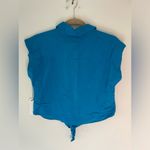 Midnight Sky Blue Pleated Buttoned Tie Photo 6