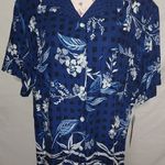 Norton Mcnaughton McNaughton 1X Navy Blue White Aloha Top Plus Photo 0