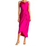 Ted Baker  Tilliey Cowl Neck Sleeveless Dress In Bright Fuschia Pink US 14 or 6 Photo 15