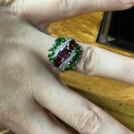 Vermelho Red Garnet Chrome Diopside Sterling Silver Cocktail Ring Size 6 Photo 3
