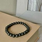 Black Pearl Bracelet Vintage “Xenae” Bauble Dark Romantic Stretch Mob Wife Gray Photo 1