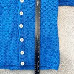 Handmade Handknit Cardigan Women Blue Button Up Crocheted Cottagecore Cute Grannycore Med Photo 6