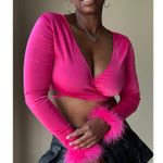 Poster Girl Hot Pink Cropped Wrap Top Size Medium Photo 0