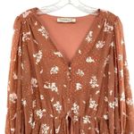 Fourteen & 9th Peach Tiered Flowy Polkadot Floral Ruffle Dress Long Sleeve Photo 4
