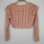 Love Shack Fancy Macey Crop Top XS Rosewater Pink Lace Ruffle Long Sleeve Blouse Photo 8