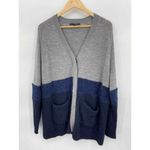 Tibi  Cardigan Sweater Womens Small Gray Blue‎ Fuzzy Knit Pockets Button Front Photo 2
