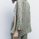 ZARA  GEOMETRIC SQUARES PRINT SHIRT in Cream/Green/Black Photo 2