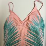 Xhilaration  Peach and Green Palm Print One-Piece Swimsuit - Size Small - EUC Photo 3