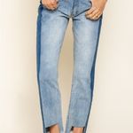 POL Size L 32 Jeans Two Toned Ankle Cropped Step Hem Blue Denim Mid Rise Women’s Photo 0