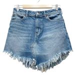 Free People Bailey Denim Miniskirt Medium Wash Frayed Fringe Hem Women’s Size 28 Photo 0