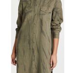 Rails  Sandra Olive Green Western Long Sleeve Button Front Linen Shirt Dress XS Photo 0