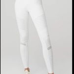 Alo Yoga Athena Mid Rise White Moto Leggings XS Photo 0